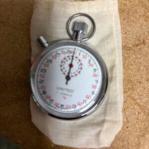 Swiss Made UNITED 7 Jewels 1/10 Vintage Mechanical Wind Up Stopwatch